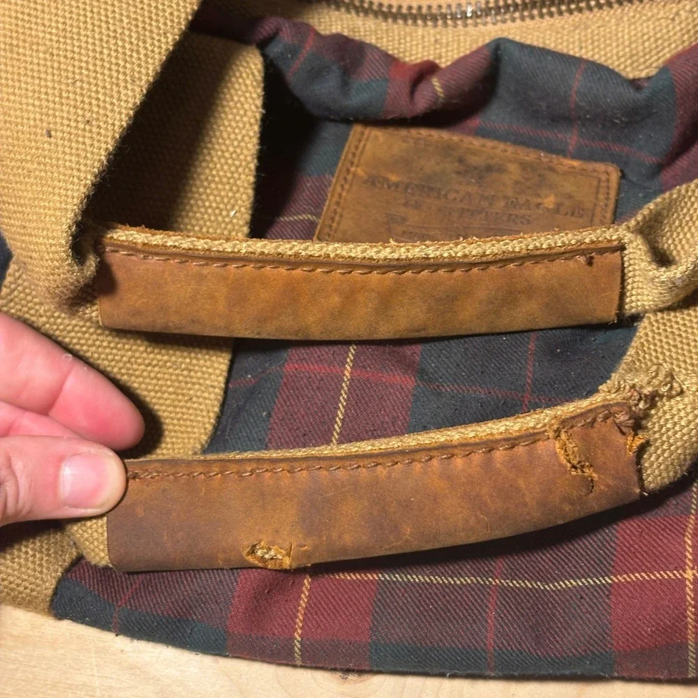 RARE Vtg Y2K American Eagle Duffle Bag Multicolor Plaid Canvas Carry On Weekend